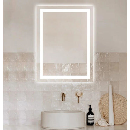 Oglindă baie LED H109 rectangulară cu 3 lumini, anti-aburire și touch control