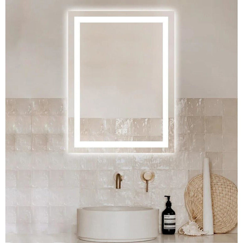 Oglindă baie LED H109 rectangulară cu 3 lumini, anti-aburire și touch control