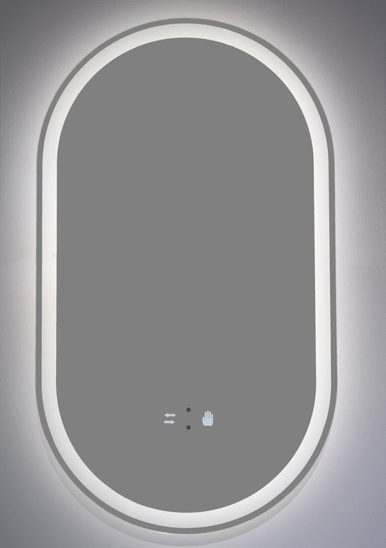 Oglindă baie LED H120 ovală cu 3 lumini, senzor IR și anti-aburire