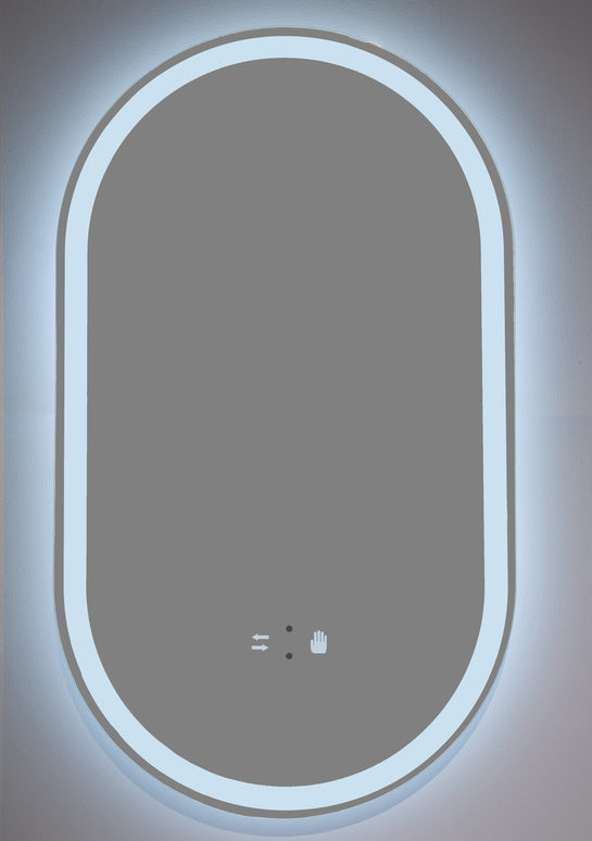 Oglindă baie LED H120 ovală cu 3 lumini, senzor IR și anti-aburire
