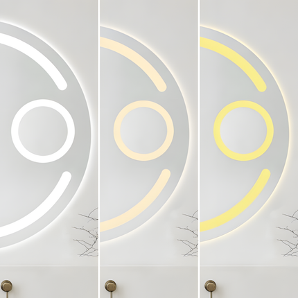 Oglindă baie LED H13 rotundă cu 3 lumini, anti-aburire, touch control și lupă