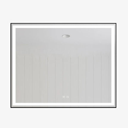 Oglindă baie LED H-142 ramă negru mat, anti-aburire și touch