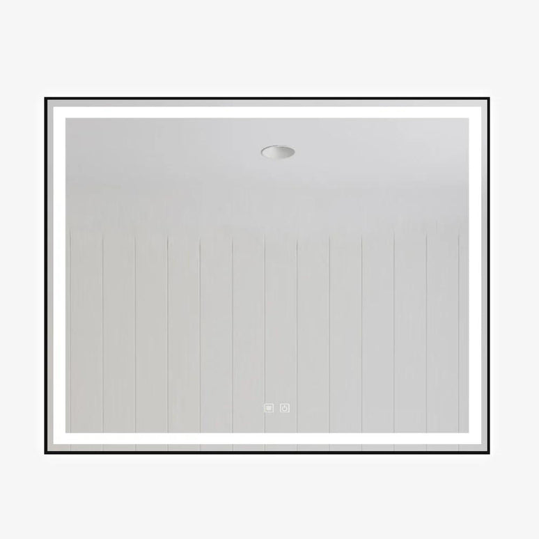 Oglindă baie LED H-142 ramă negru mat, anti-aburire și touch