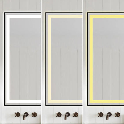 Oglindă baie LED 100x80 cm dreptunghiulară, anti-aburire și touch control J-142