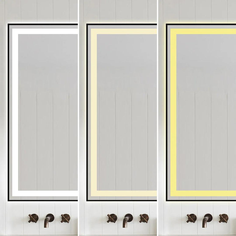 Oglindă baie LED 100x80 cm dreptunghiulară, anti-aburire și touch control J-142