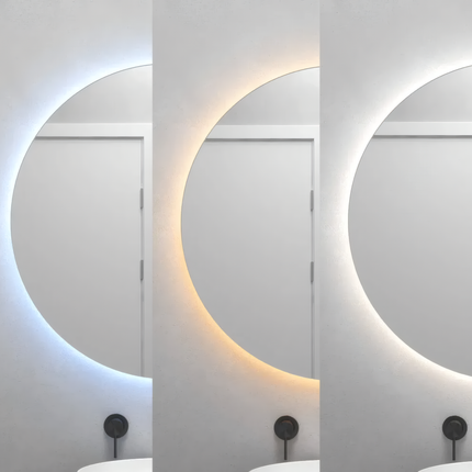 Oglindă baie LED ⌀60 cm / ⌀70 cm / ⌀80 cm / ⌀90 cm rotundă, 3 nuanțe de lumină, dezaburire și touch control J-170