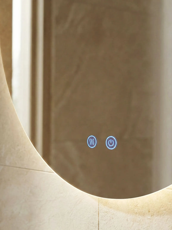 Oglindă baie LED ⌀80 cm rotundă cu lumină COB, 3 nuanțe de lumină, lupă cosmetică, dezaburire și touch control J-2003