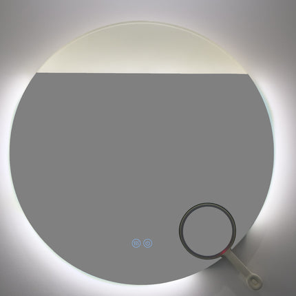 Oglindă LED Rotundă H-2003 cu Lumină COB, Anti-Aburire, 3 Nuante de Lumină și Lupă Cosmetica