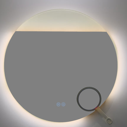 Oglindă LED Rotundă H-2003 cu Lumină COB, Anti-Aburire, 3 Nuante de Lumină și Lupă Cosmetica