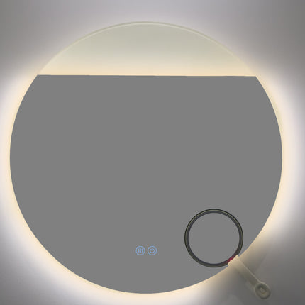 Oglindă LED Rotundă H-2003 cu Lumină COB, Anti-Aburire, 3 Nuante de Lumină și Lupă Cosmetica