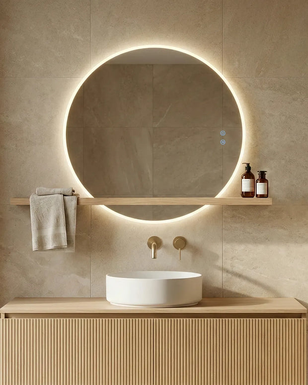 Oglindă baie LED ⌀70 cm rotundă, 3 nuanțe de lumină, dezaburire și touch control J-2004