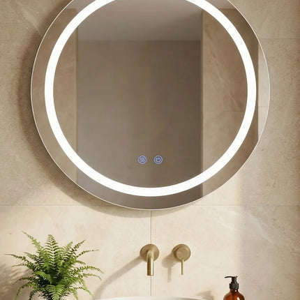 Oglindă baie LED ⌀60 cm rotundă, 3 nuanțe de lumină, anti-aburire și touch control J-2011