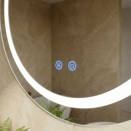 Oglindă baie LED ⌀60 cm rotundă, 3 nuanțe de lumină, anti-aburire și touch control J-2011