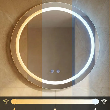 Oglindă baie LED ⌀60 cm rotundă, 3 nuanțe de lumină, anti-aburire și touch control J-2011
