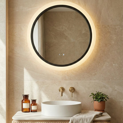 Oglindă baie LED ⌀60 cm rotundă, 3 nuanțe de lumină, senzor infraroșu J-2022