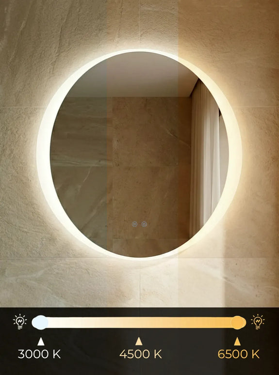 Oglindă baie LED ⌀80 cm rotundă, 3 nuanțe de lumină, dezaburire și touch control J-2027