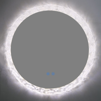 Oglindă rotundă H-2042 cu ramă acrilică, iluminare LED 3 nuanțe, anti-aburire și touch control