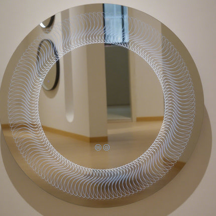 Oglindă LED H-2068 rotundă – 3 nuanțe de lumină, anti-aburire, design modern
