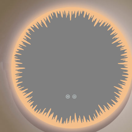 Oglindă rotundă LED H-2086 cu design artistic, 3 nuanțe de lumină, anti-aburire și touch control