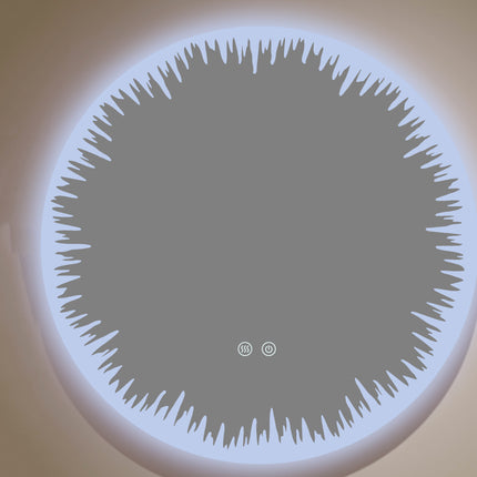 Oglindă rotundă LED H-2086 cu design artistic, 3 nuanțe de lumină, anti-aburire și touch control