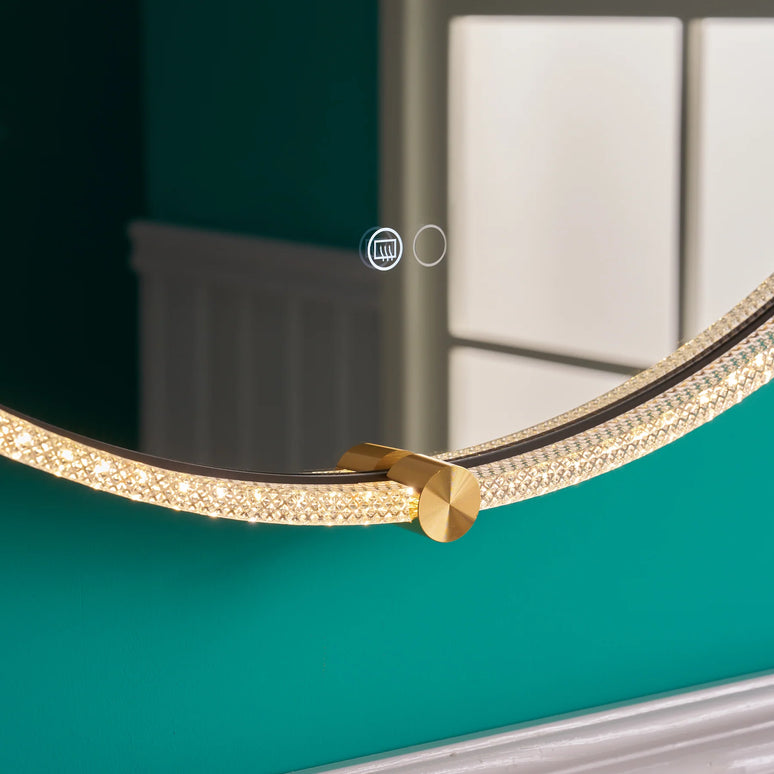 Oglindă baie rotundă H 2087 cu LED, anti-aburire și ramă acril-metal