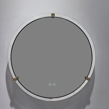 Oglindă baie rotundă H 2087 cu LED, anti-aburire și ramă acril-metal