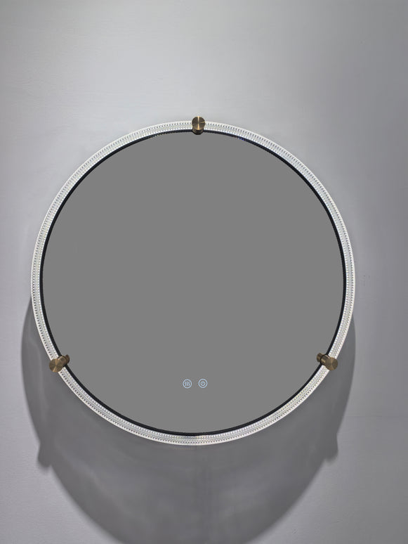 Oglindă baie rotundă H 2087 cu LED, anti-aburire și ramă acril-metal