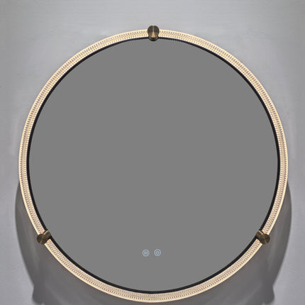 Oglindă baie rotundă H 2087 cu LED, anti-aburire și ramă acril-metal