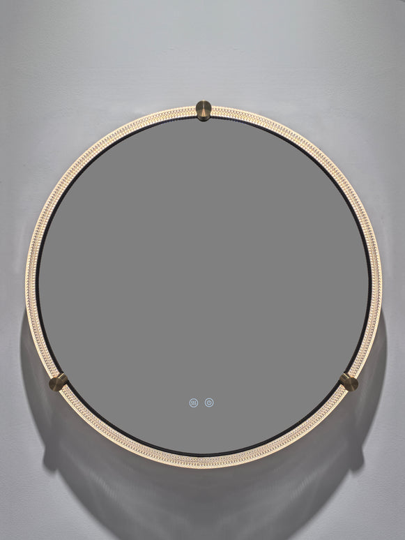 Oglindă baie rotundă H 2087 cu LED, anti-aburire și ramă acril-metal