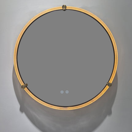 Oglindă baie rotundă H 2087 cu LED, anti-aburire și ramă acril-metal