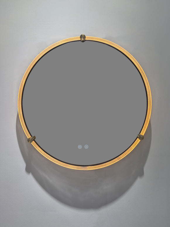 Oglindă baie rotundă H 2087 cu LED, anti-aburire și ramă acril-metal
