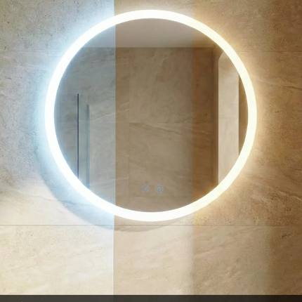 Oglindă baie LED ⌀50 cm rotundă, 3 nuanțe de lumină, dezaburire și touch control J-2112
