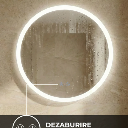 Oglindă baie LED ⌀50 cm rotundă, 3 nuanțe de lumină, dezaburire și touch control J-2112