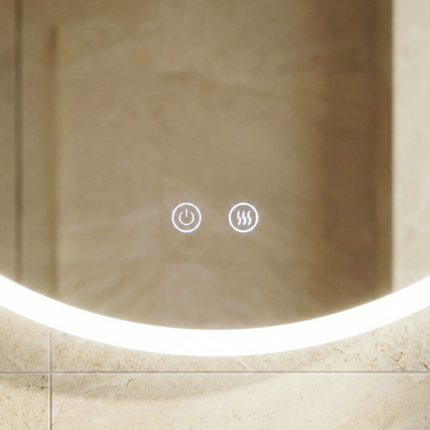 Oglindă baie LED ⌀50 cm rotundă, 3 nuanțe de lumină, dezaburire și touch control J-2112