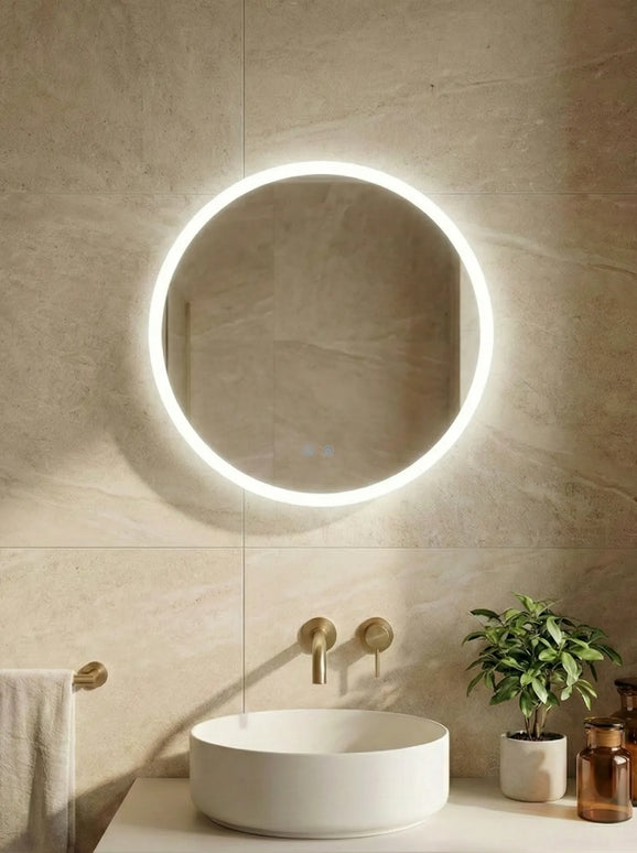 Oglindă baie LED ⌀50 cm rotundă, 3 nuanțe de lumină, dezaburire și touch control J-2112