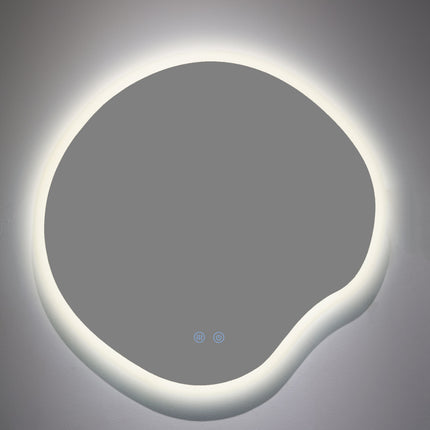 Oglindă baie LED H-3018, forma neregulată, 3 nuanțe de lumină, anti-aburire, touch control