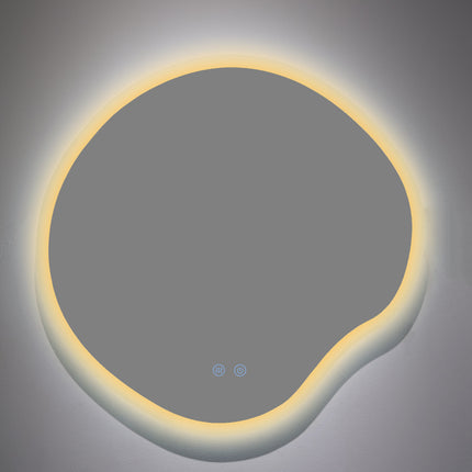 Oglindă baie LED H-3018, forma neregulată, 3 nuanțe de lumină, anti-aburire, touch control