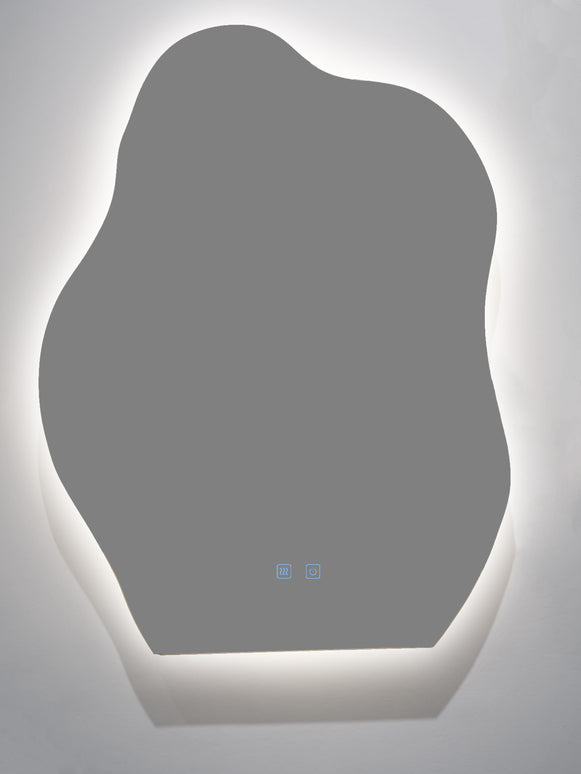 Oglindă baie LED H-3022 – formă neregulată, 3 lumini și anti-aburire