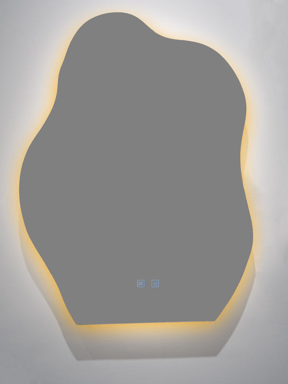 Oglindă baie LED H-3022 – formă neregulată, 3 lumini și anti-aburire