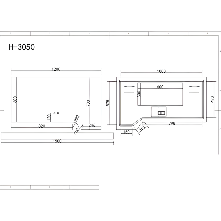 Oglindă baie LED H-3050 cu raft multifuncțional, 3 nuanțe de lumină, anti-aburire și comutator tactil