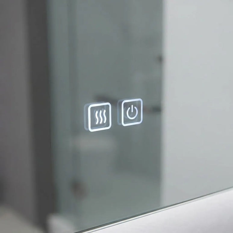 Oglindă baie LED 120x70 cm cu raft multifuncțional, 3 nuanțe de lumină, dezaburire și touch control J-3050