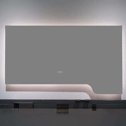 Oglindă baie LED H-3050 cu raft multifuncțional, 3 nuanțe de lumină, anti-aburire și comutator tactil