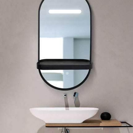 Oglindă baie LED 80x40 cm ovală, 3 nuanțe de lumină, dezaburire și touch control J-3086