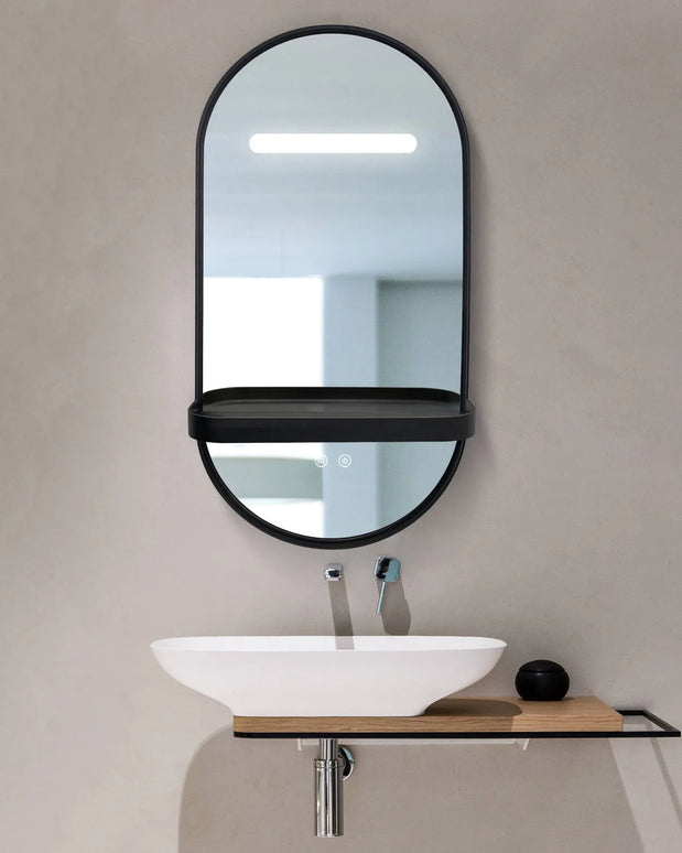 Oglindă baie LED 80x40 cm ovală, 3 nuanțe de lumină, anti-aburire și touch control J-3086