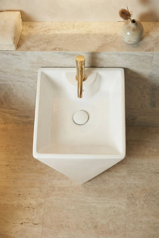 Lavoar freestanding ceramic H13 – alb lucios, formă piramidală