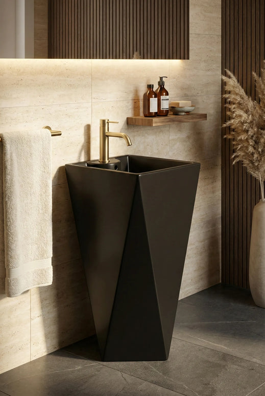 Lavoar freestanding ceramic H13-CBK-M – negru mat, formă piramidală