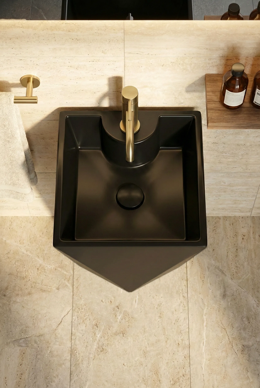 Lavoar freestanding ceramic H13-CBK-M – negru mat, formă piramidală