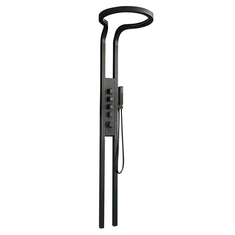 Panel de Duș Black Round – Design Modern cu Duș Tip Cascadă și Funcții Multiple