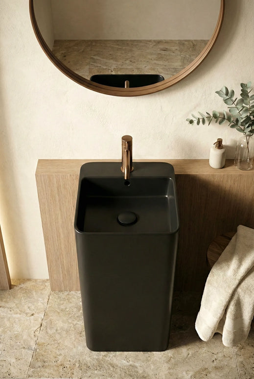 Lavoar freestanding ceramic H15-CBK-M – negru mat, formă pătrată