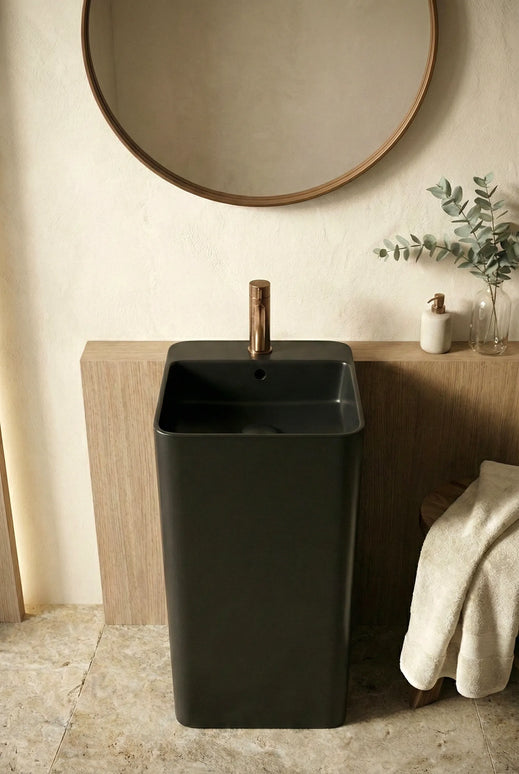 Lavoar freestanding ceramic H15-CBK-M – negru mat, formă pătrată